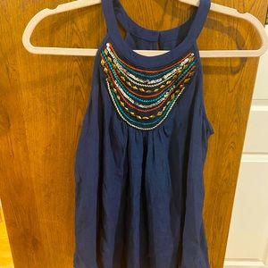 Navy Beaded Tank Top